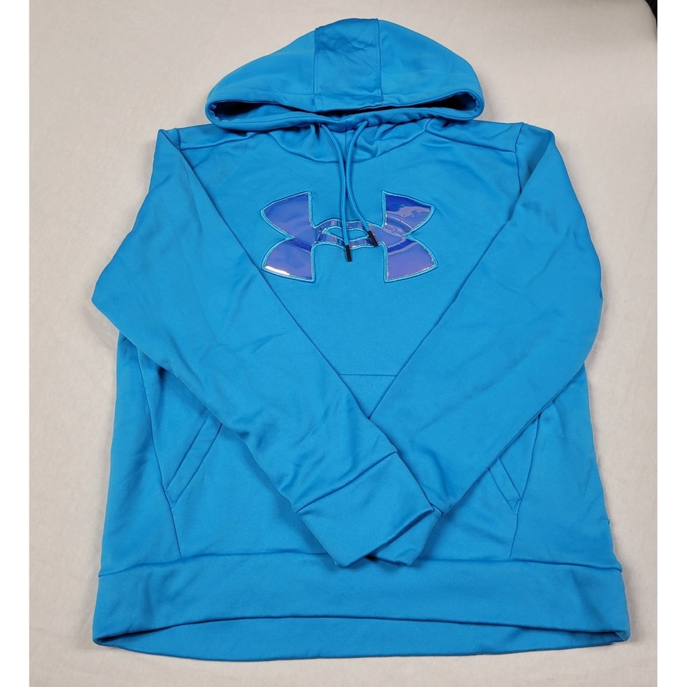 Under Armour Womens Hoodie Size M Capri Blue Armour Fleece Big Logo 1373056
